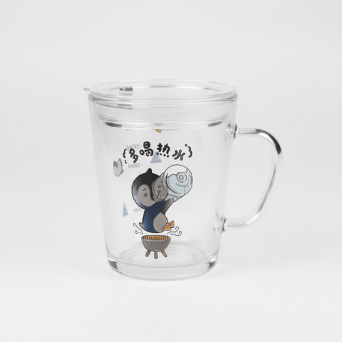 Transparent Deli Glass Sippy Cup with Panda Design